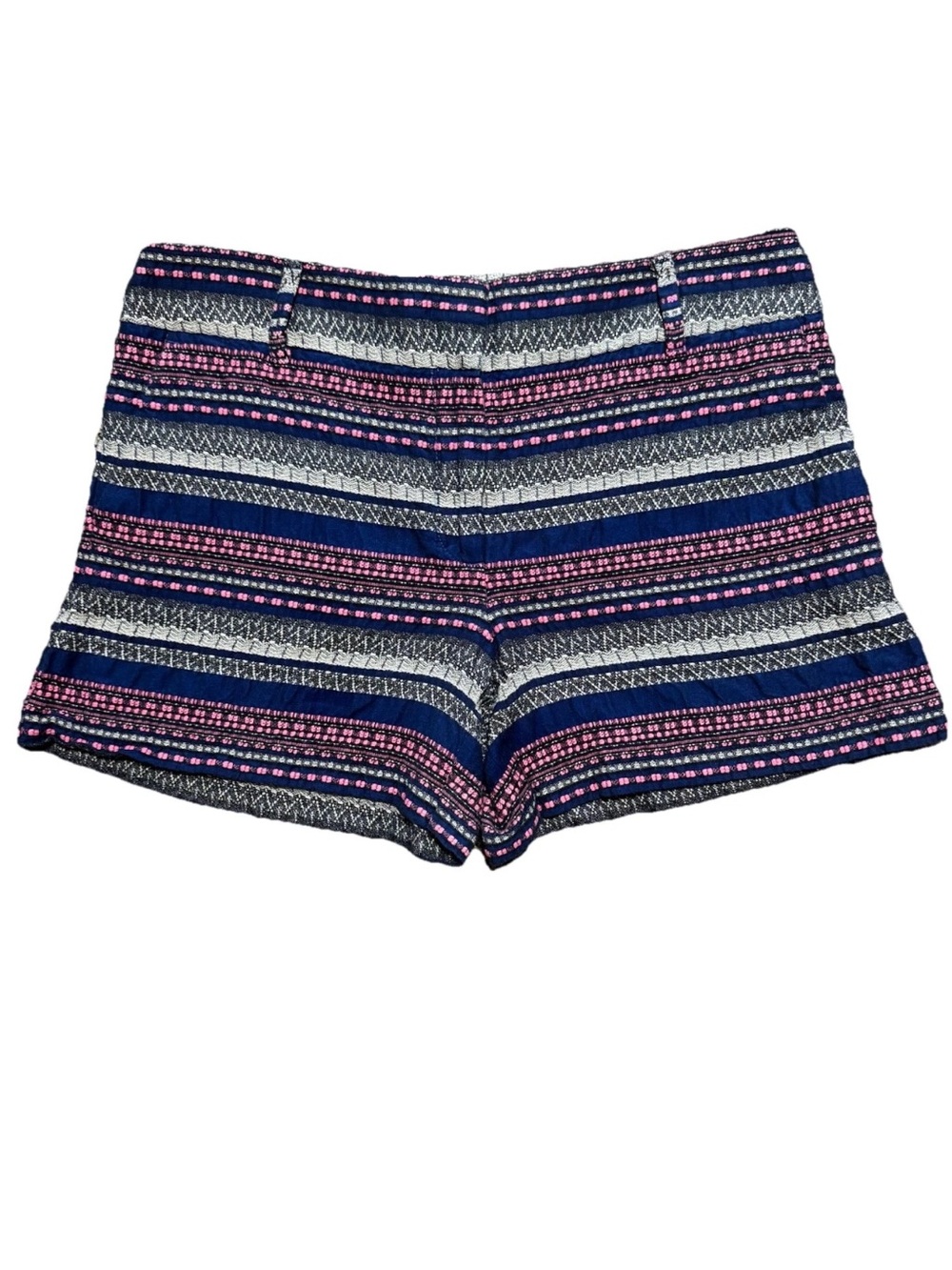 Ann Taylor LOFT Riviera Shorts Size 6 Blue Pink Geometric Textured Cotton Boho